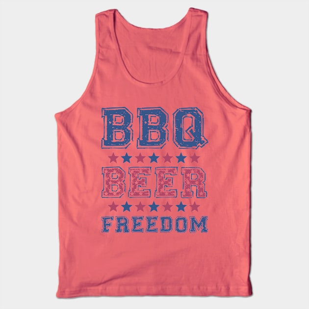 BBQ Beer and Freedom Tank Top by OldTony